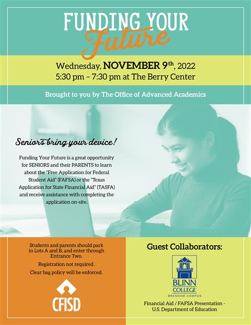Funding Your Future 11/9/22 5:30-7:30 p.m. at the Berry Center
